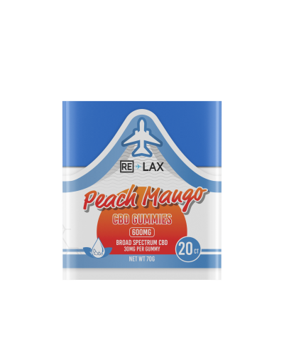 RE-LAX Broad Spectrum 20ct CBD Gummies 600mg Peach-Mango