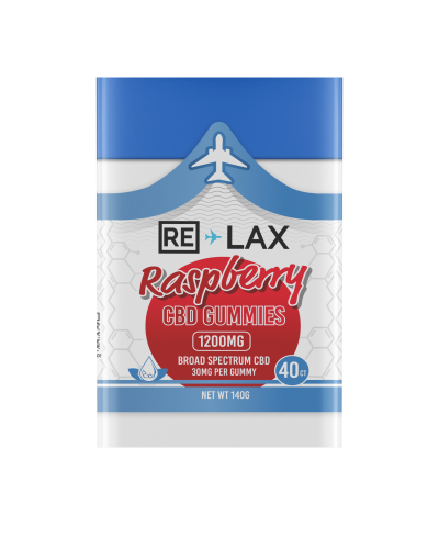 RE-LAX Broad Spectrum 40ct CBD Gummies 1200mg Raspberry