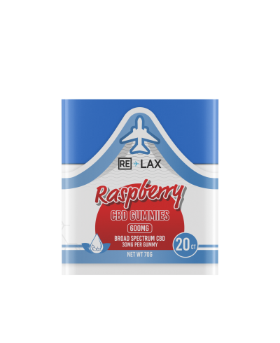 RE-LAX Broad Spectrum 20ct CBD Gummies 600mg Raspberry