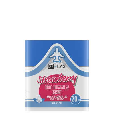 RE-LAX Broad Spectrum 20ct CBD Gummies 600mg Strawberry